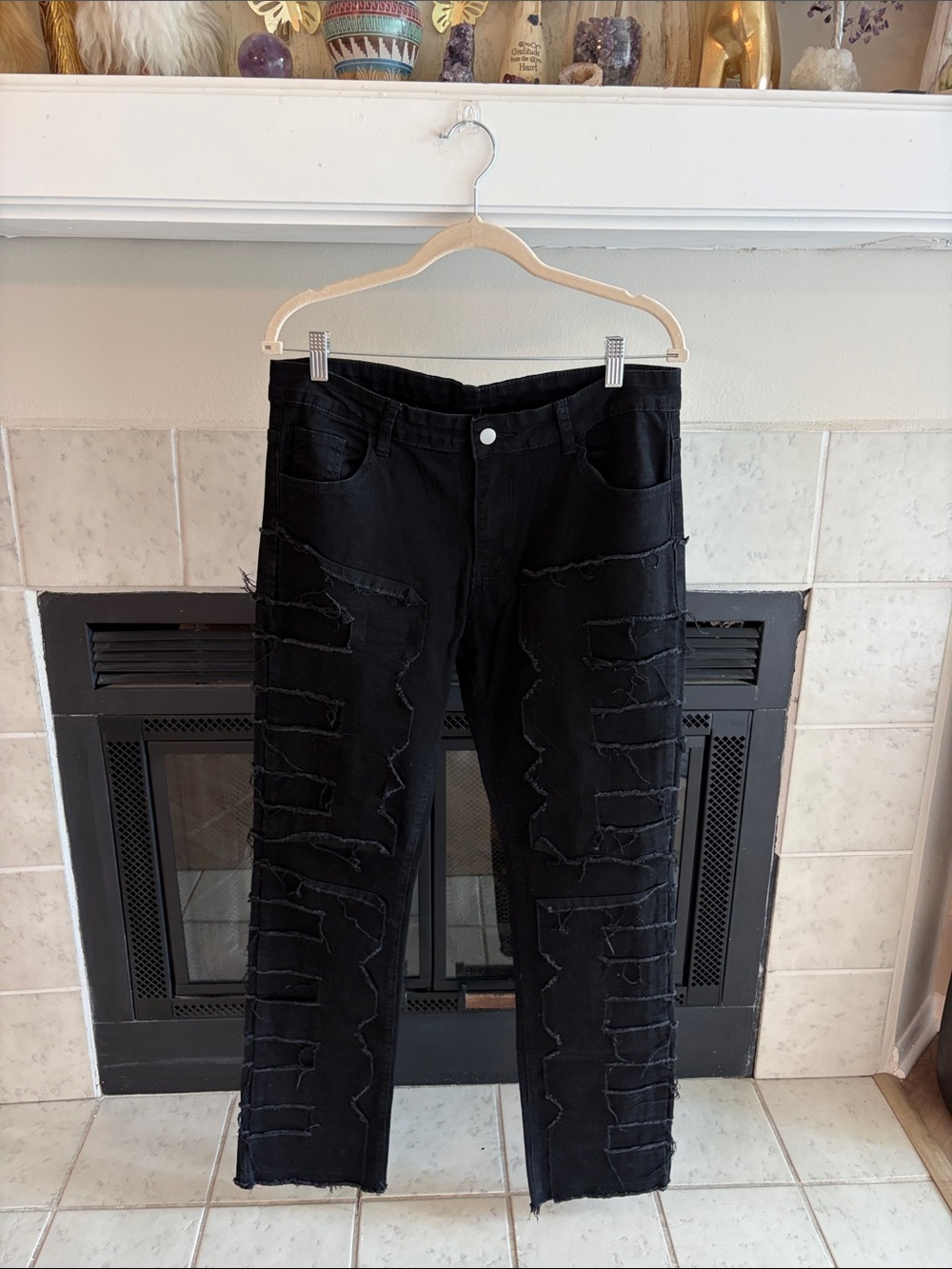 Black Distressed Straight Leg Men’s Jeans